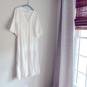 White 100% cotton tiered maxi dress